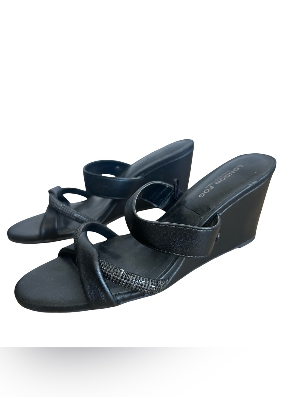 London fog black wedges size 7.5